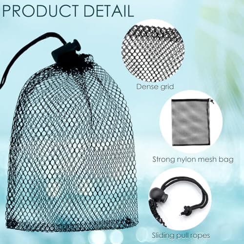 SUBTAVIK 2 Pcs Drawstring Bags, Large Drawstring Organizer Storage Bags Black Nylon Net Bags for Swimming Beach Pool (35x40cm) — view 6