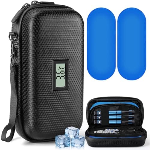 Insulin Cooler Travel Case, Rodukee Diabetes Medication Insulated Cold Pack with Digital Temp Display, Insulin Pen Case with 2 Reusable Ice Packs, Insulated PU Medicine Cool Bag for Daily Life Trip