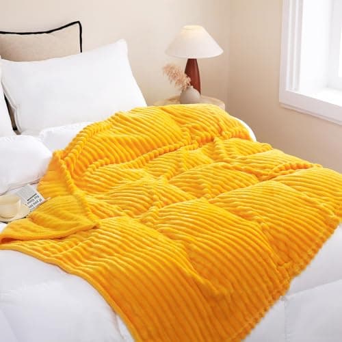 Linecooo Gold Fleece Throw Blanket 50”×60” for Couch Sofa Livingroom — view 3