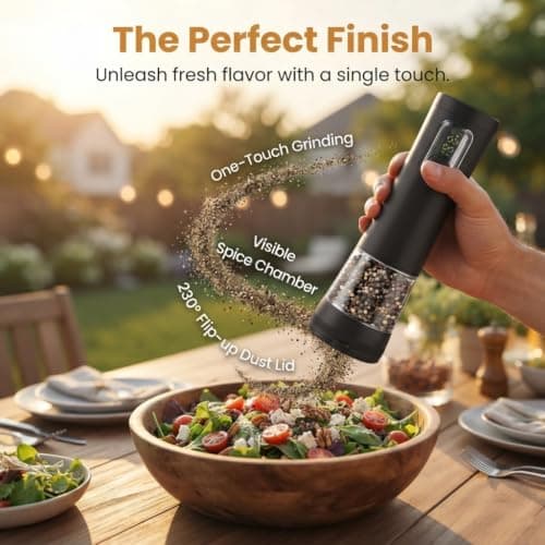 Electric Salt and Pepper Grinder Set,2 Pack Rechargeable Automatic(Black-A) — view 4