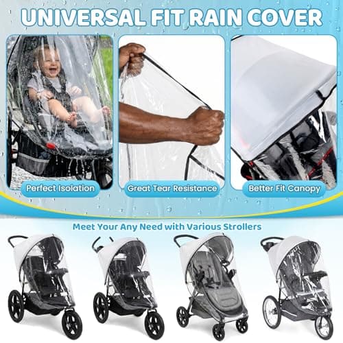 Orzbow Universal 3 Wheel Rain Covers with Easy Access Large Opening, Clear — view 6