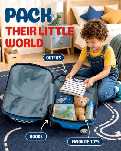 Latlliy Ride-On Kids Suitcase Kids Luggage on Wheels Kids Travel Bag for Girls and Boys, Lightweight Cabin Hand Luggage Children's Luggage for Short Breaks, Holidays, Sleepovers, School Trips — view 5