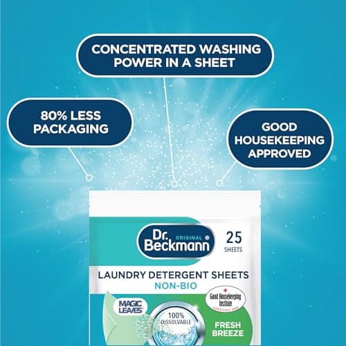 Dr. Beckmann Laundry Detergent Sheets, NON-BIO, Fresh Breeze, 25 Sheets — view 3