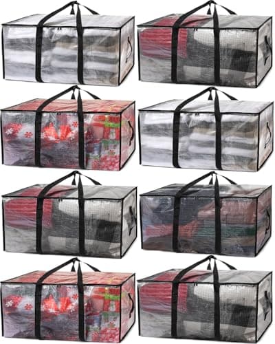 ClearSpace Heavy Duty Moving Bags or Storage Bins with Lids, Clear, 8 Pack