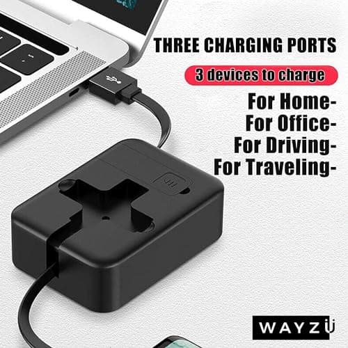 Wayzu® 3 in 1 Retractable Multi Charging Cable,Fast Charging USB Charger Cable with USB-C,iP,Micro USB Connectors,Portable Travel Charger Lead,Universal Phone Charging Cable for iPhone,Samsung,Tablets — view 3