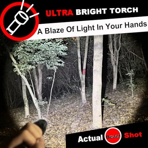 HinsGEAR 1 Mode LED Torch 2000 Lumen Gift for Men Dad Kid, Bright Powerful Torches Water Resistant Flashlight for Camping Emergency, 4 Pack (Powered by 3xAAA or 1x18650 Battery, Not Included) — view 3