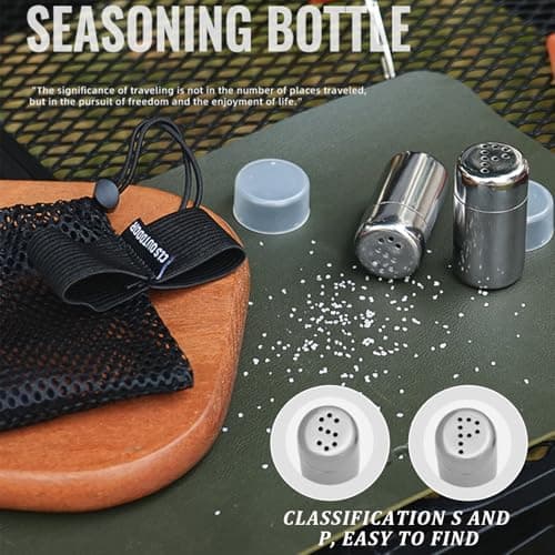 Portable Travel Salt and Pepper Sets, Stainless Steel Condiment Set with Secure Lids. Leakproof Mini Salt Shaker with Lid & Pepper Pot for Camping, Hiking, Outdoors — view 4