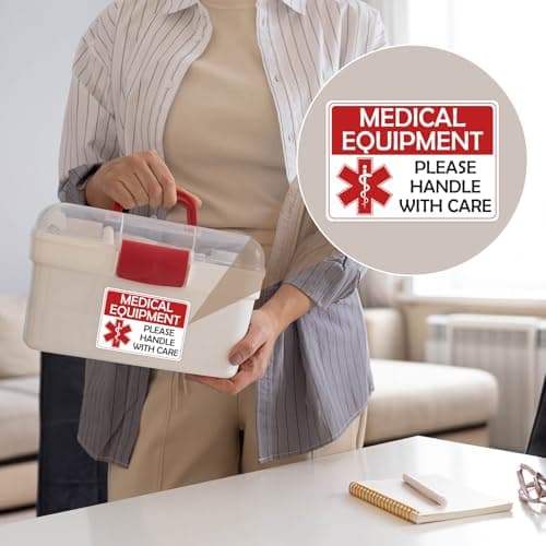 10PCS Medical Equipment Stickers Self-Adhesive Vinyl Decal Fragile Medical Equipment Inside Stickers for Hospital Nursing Travel Suitcase Backpack Carton Shipping Bags 6.5 X 4.5 in — view 6
