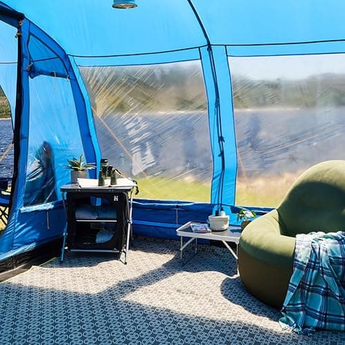 Hi-Gear Hampton Eclipse 6 Man Tent with Porch, 2 Darkened Bedrooms & Spacious Living Area, 6 Person, Waterproof, Easy to Pitch, Tunnel Design, Ideal or Family Camping& Festivals, 4000mm HH (Blue) — view 6