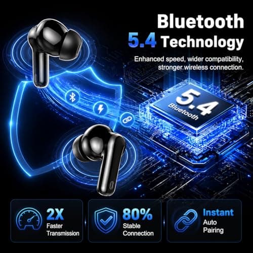 Wireless Earbuds, Bluetooth 5.4 Headphones In Ear with 4 ENC Mic, 36H Playtime HiFi Stereo with Noise Cancelling Ear Buds, IP7 Waterproof LED Display Fast Charging, Earphones APP EQ forAndroid iOS — view 2