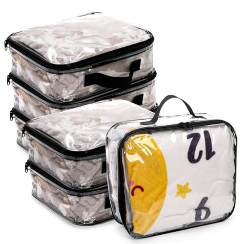 Fasmov 6 Pack Large Clear Travel Packing Cube, See-Through PVC Organizer, Vinyl Zippered Storage Bags Multipurpose Pouch with Handle for Suitcase Pants, Cashmere, Sweaters Shirts Dress Storage — view 3