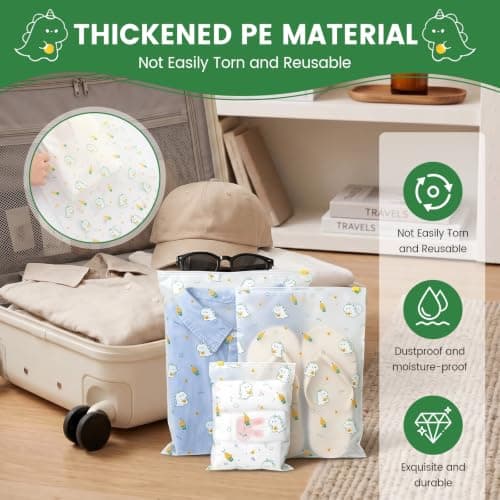 30PCS Reusable Ziplock Bags for Clothes, 3 Sizes (40x50/28x40/20x28cm) Clear Plastic Storage Bags, Waterproof Travel Clothes Storage Bags for Shoes, Cosmetics & Home Organisation — view 4