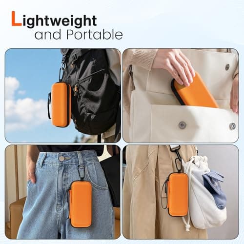 Tawd Double Glasses Case, 2 in 1 Dual Glasses Case Hard Shell Eyeglasses Case,Portable Travel Sunglasses Case Organizer with Hook (Orange) — view 6