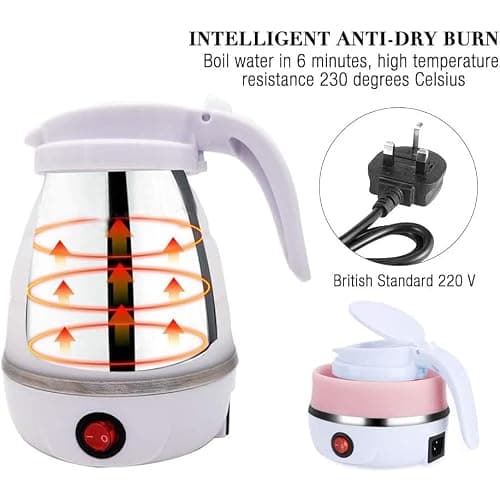 Mini Foldable Electric Kettle Collapsible Kettle Portable Suitable for Home Travel and Camping (Pink) — view 3