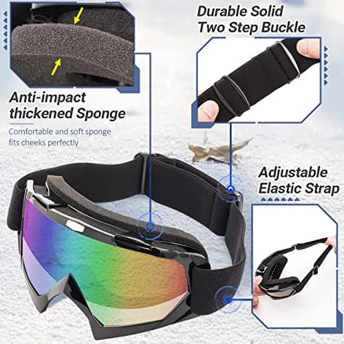 EasYoung Adult Ski Goggles, 2-Pack Snowboard Goggles for Youth, Teens, Men & Women, Wide View Snowmobile Goggles — view 5