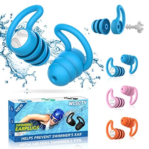 Waterproof Swimming Ear Plugs for Adults - 3 Pairs Silicone Swim Earplugs for Surfing,Diving,Showering and Other Water Sports - Keep Water Out and Ear Protection.