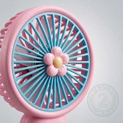 PORUPAEL Handheld Fan, Cute flower Hand Desk Fan Rechargeable Mini Portable Fans Handheld USB Rechargeable Fans Hand Held Travel Cooler for Home Office Bedroom Outdoor Travel (Pink) — view 4