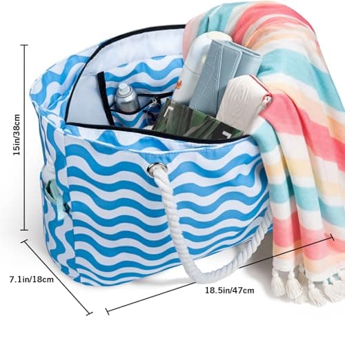 Large Beach Bag for Women with Zip,Summer Beach Tote Bags with Pockets — view 5