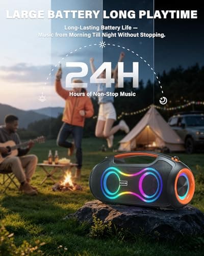 Portable Bluetooth Speakers Wireless, 200W PEAK Outdoor Speaker w/2.0 Bass — view 5