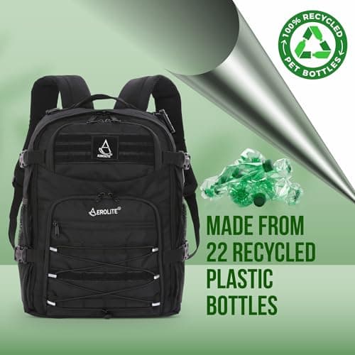 Aerolite 40x30x20cm Ryanair & Wizz Air Max 24L Tactical Backpack Water-Resistant Camping Hiking Trekking Travel Carry On Hand Cabin Luggage Flight Rucksack Bag 40x30x20 Ryanair Wizz Air Approved Black — view 5