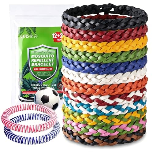 14 Pack Mosquito Repellent Bracelet, 2026 Summer Football Collection Deet-Free Natural Insect Mosquito Bands 1000+ Hours Long-Lasting Protection Adjustable for Adults Kids, for Outdoor, Camping