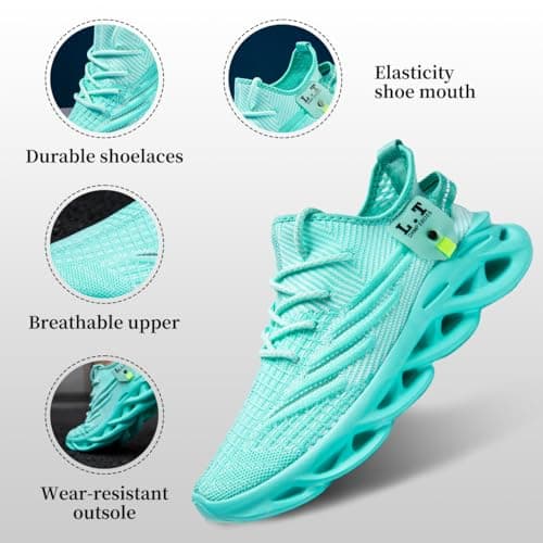 XKOWUO Mens Womens Trainers Walking Running Shoes Non Slip Gym Slip On Tennis Trainers Outdoor Sports Sneakers Lightweight Workout Shoes Light_Green Size 5.5 — view 6