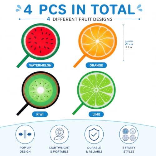 Qabonl 4Pcs Fruit Folding Hand Fans for Summer Cooling and Party Decor — view 3