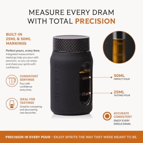 Oak & Ember Flight Flask Traveller II – Whisky Travel Set with 4 x 100ml Glass Flasks, Marker Pen & Water-Resistant Carry Case – Tasting Kit, Distillery Tour Accessory & Gift — view 3