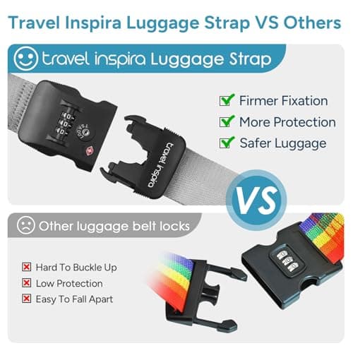 travel inspira TSA Approved Luggage Straps, Cross Suitcase Straps (Grey) — view 6