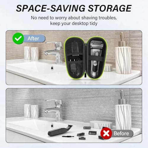 AOGOE Case Compatible with Braun Shaver S3/5/7/9, Electric Shaver Case for Braun Series 3, 5, 7, 9, Case for Braun Series 3/5/7/9 Electric Razor Shaver,Waterproof Razor Storage Box for Travel Home Use — view 6