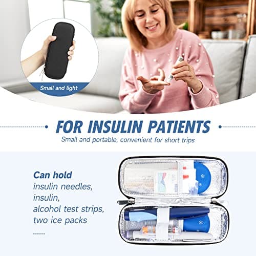 YOUSHARES Insulin Case with 2PCS Nylon Ice Packs - Medicine Cooler for Travel Insulin Cooler Travel Case Insulin Pen Case for Diabetic Supplies (Black) — view 2