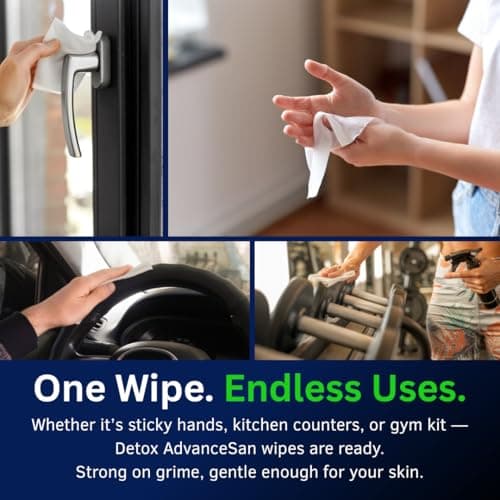 Detox AdvanceSan Anti-bac EXTRA THICK wet wipes, Pack 80, BIODEGRADABLE — view 4