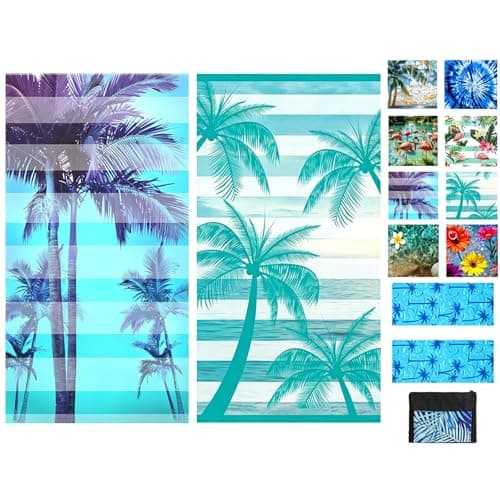 JAODFK 2 Pcs Microfibre Beach Towel 71"X32" Quick Dry Lightweight Sand Free Extra Large Thin Towels Travel Essentials For Adults Womens Swim Bath Accessories Mats Holiday Must Haves Coconut Tree