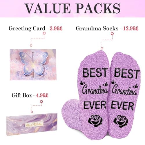 Amosking Grandma Gifts - Purple Coral Fleece Socks Gifts for Grandma Birthday, Thanksgiving, Christmas — view 5