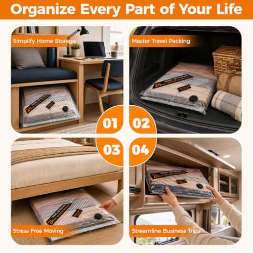 Travel Vacuum Bags with Pump, 12 Pack Fast Compression Packing Seal Bags — view 5