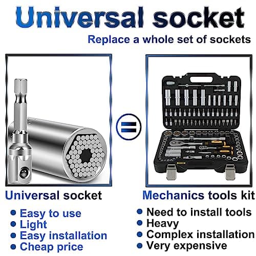 Lpluziyyds Universal Socket Set, Multi-Function Universal Socket Tool with Drill Adapter Unscrew Any Bolt Gifts for Dad, Husband, Boyfriend, Men, Fathers' Day Present — view 3