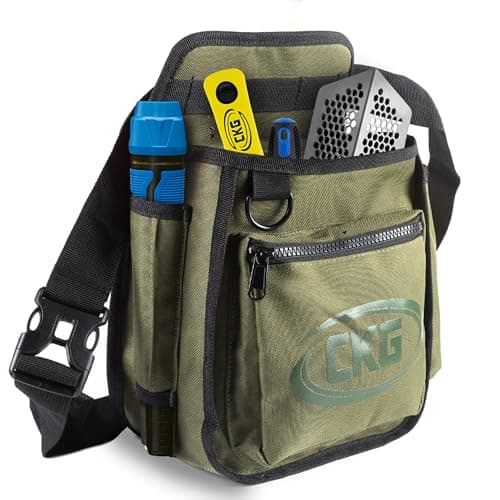 CKG Metal Detecting Finds Bag Waist Digger Pouch Tools Bag for Pinpointer, Metal Detecting Pouch Portable Multifunctional for Metal Detector Accessories, Green