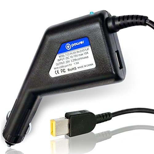 T POWER 65w - Car Charger for Lenovo Chrome Think pad Flex 2 Yoga 11, 11s, 13, 2 Pro X1 Carbon, Helix, IdeaPad Essential G50 SQUARE 10MM TIP Mobile Auto Boat Car Ac Dc Adapter Power supply Cord