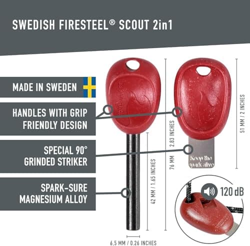 Light My Fire Swedish Flint Fire Starter Ferro Rod Survival Tools SCOUT Fire Steel Bushcraft Camping Gear Flint and Steel Fire Starter Kit 2-in-1 Fire Flint and Striker 3,000 Strikes — view 2