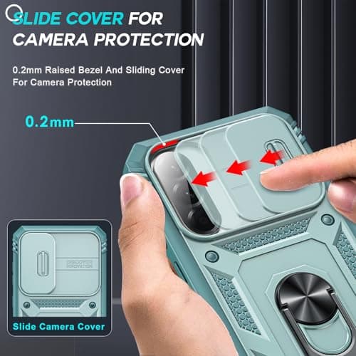 LeYi for Samsung Galaxy A57 5G Phone Case with Camera Cover Slider, Green — view 3