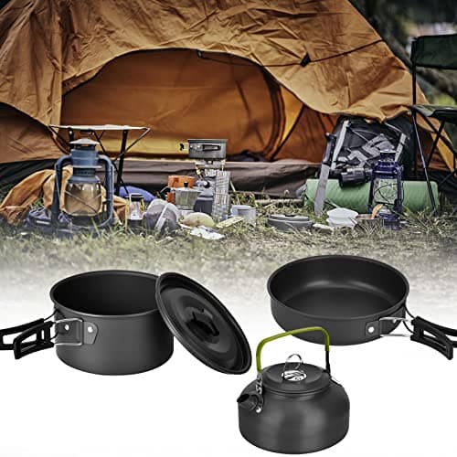 Queta Camping Cooking Set Outdoor Camping Pans Pots and Stove Cooking Gear for Outdoor Hiking BBQ Picnic Campfire Backpacking Travel (Style A) — view 5