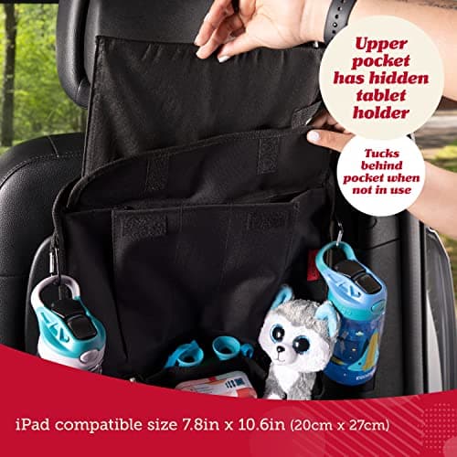 Car Back Seat Organizer with Larger Protection & Storage - 12 Compartments including iPad Holder, Reinforced Corners to Prevent Sag, Eco Friendly Materials - Great Travel Accessory for Kids — view 6