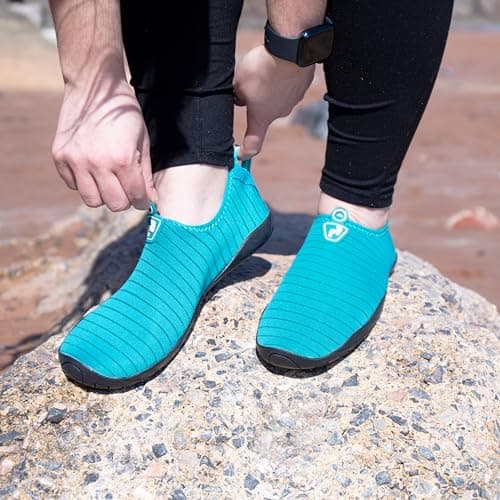Two Bare Feet Slip-On Aqua Shoes – Unisex Water Shoes for Swimming, Beach, Surf, Pool & Travel – Quick Dry Barefoot Design with Non-Slip Sole (Teal, UK 6) — view 2
