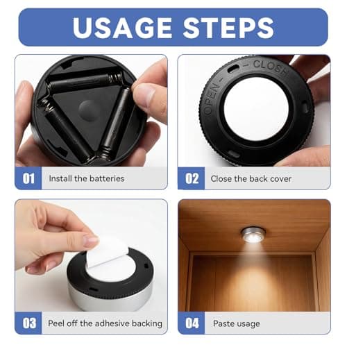 6 Pack Wireless Stick On Push Lights, Battery Powered Touch Lamp with 4 LED — view 4