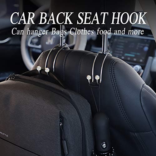 SAVORI Auto Hooks, Bling Car Hangers Organizer Seat Headrest Hooks Strong and Durable Backseat Hanger Storage Universal for SUV Truck Vehicle 2 Pack (White) — view 6