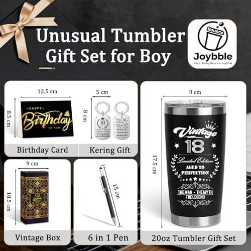 Joybble Gifts for Boys, Boys 18th Birthday Gifts, Unusual Gift Ideas for Him, 20oz Stainless Steel Travel Tumbler Gift Set for Men, Cool 6 in 1 Multitool Pen Gadgets Presents for Son Grandson — view 3
