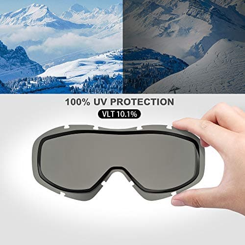 OutdoorMaster OTG Ski Goggles - Over Glasses Ski / Snowboard Goggles for Men, Women & Youth - 100% UV Protection (White Frame + VLT 10.2% Grey Lens) — view 2