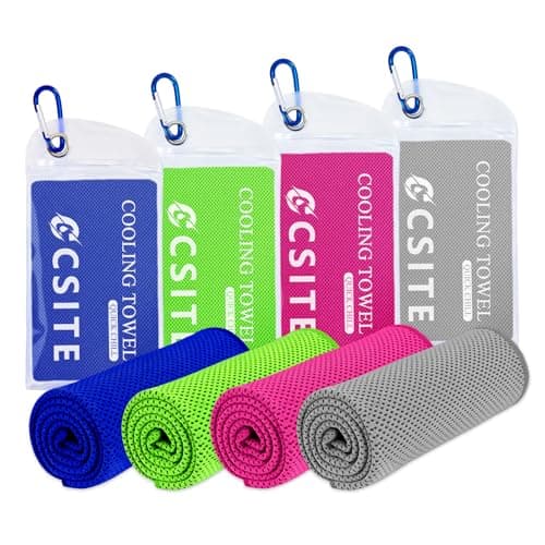 CSITE 4 Pack Cooling Towels (120x12cm) for Neck and Face, Ice Towel for Hot Weather, Soft Breathable Chilly Gym Towels, Microfiber Towel for Work Out, Yoga, Running, Camping & More Activities