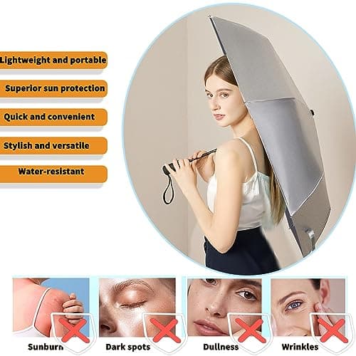 SIEPASA UV Protection Travel Compact Umbrella-Automatic Umbrellas for Rain-Compact Folding Umbrella, Travel Umbrella, Small Portable Windproof Umbrellas for Men Women Teenage.(Silver/Black) — view 3