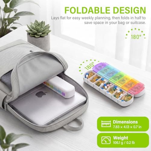 mossime Weekly Pill Organiser 2 Times a Day with Magnetic Closure, Rainbow — view 3